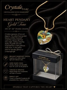Crystal Heart Pendant Crystale By L&J in Display Box